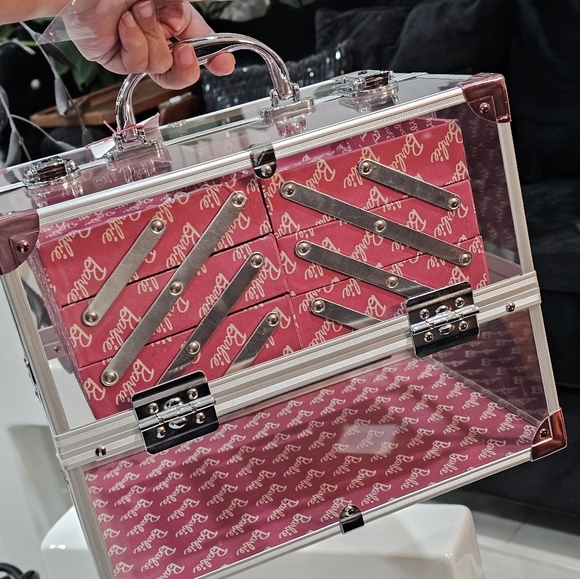 RARE Barbie X Caboodle Pink and Clear Acrylic Makeup Train Case Neat Freak - Picture 5 of 12